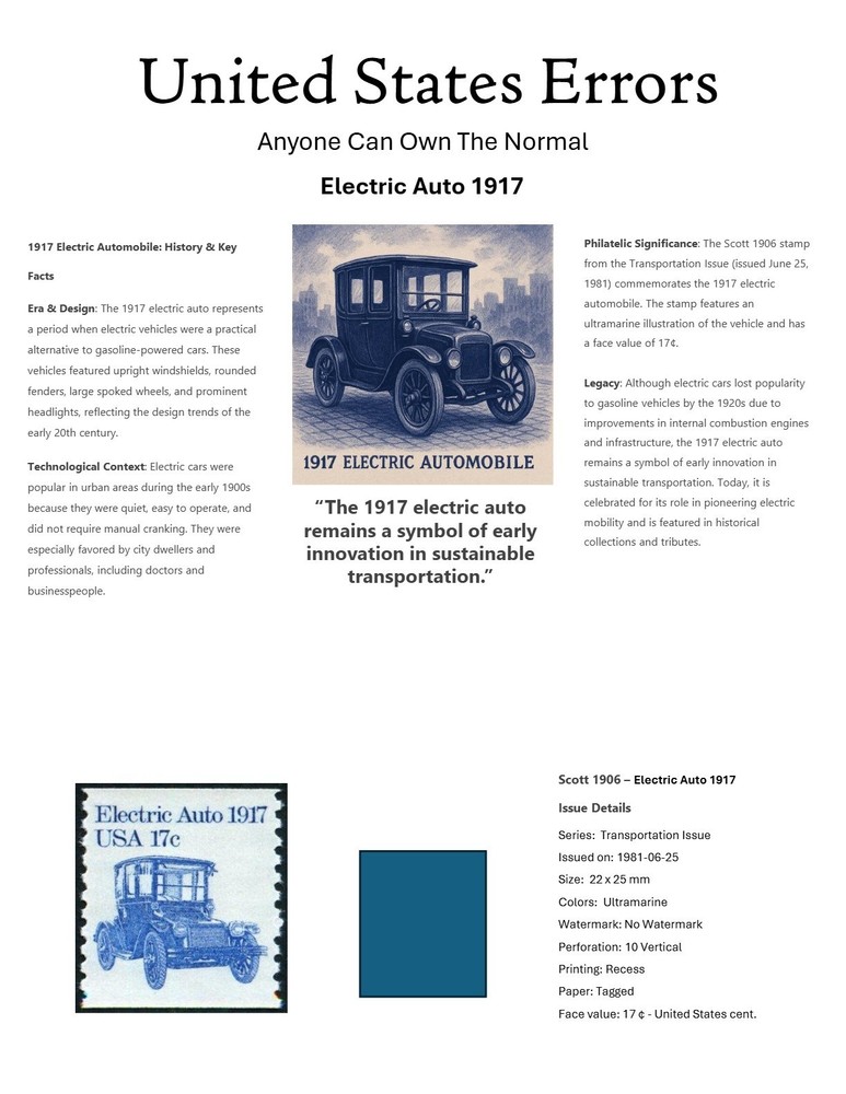 Centsational Custom Presentation Panel For Error SN 1906 - 8.5” X 11”