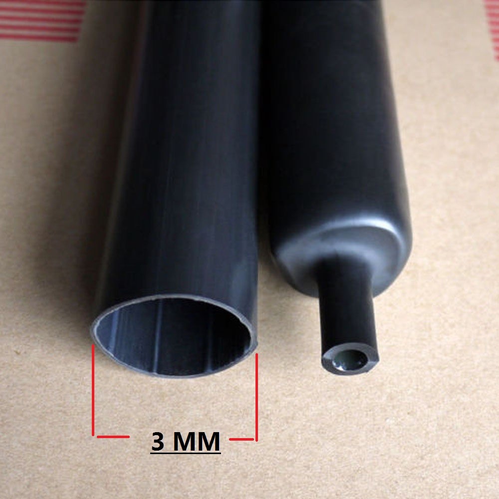 1 roll 650 FT. BLACK 1/8" 3mm ± 10% Polyolefin 2:1 Heat Shrink Rated 600V