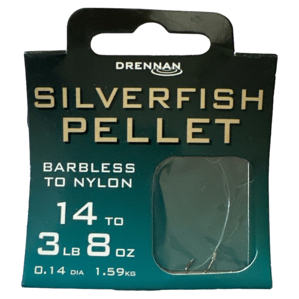 Drennan Silverfish Pellet Barbless to Nylon Hooks Assorted Sizes *NEW*