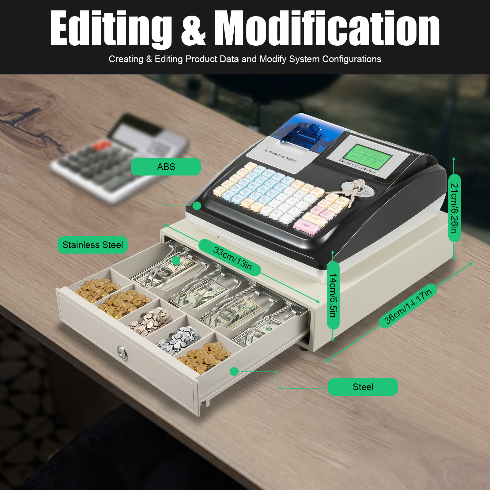 3IN1 Retail POS System, Cash Register Express Complete Point of Sale System 35W