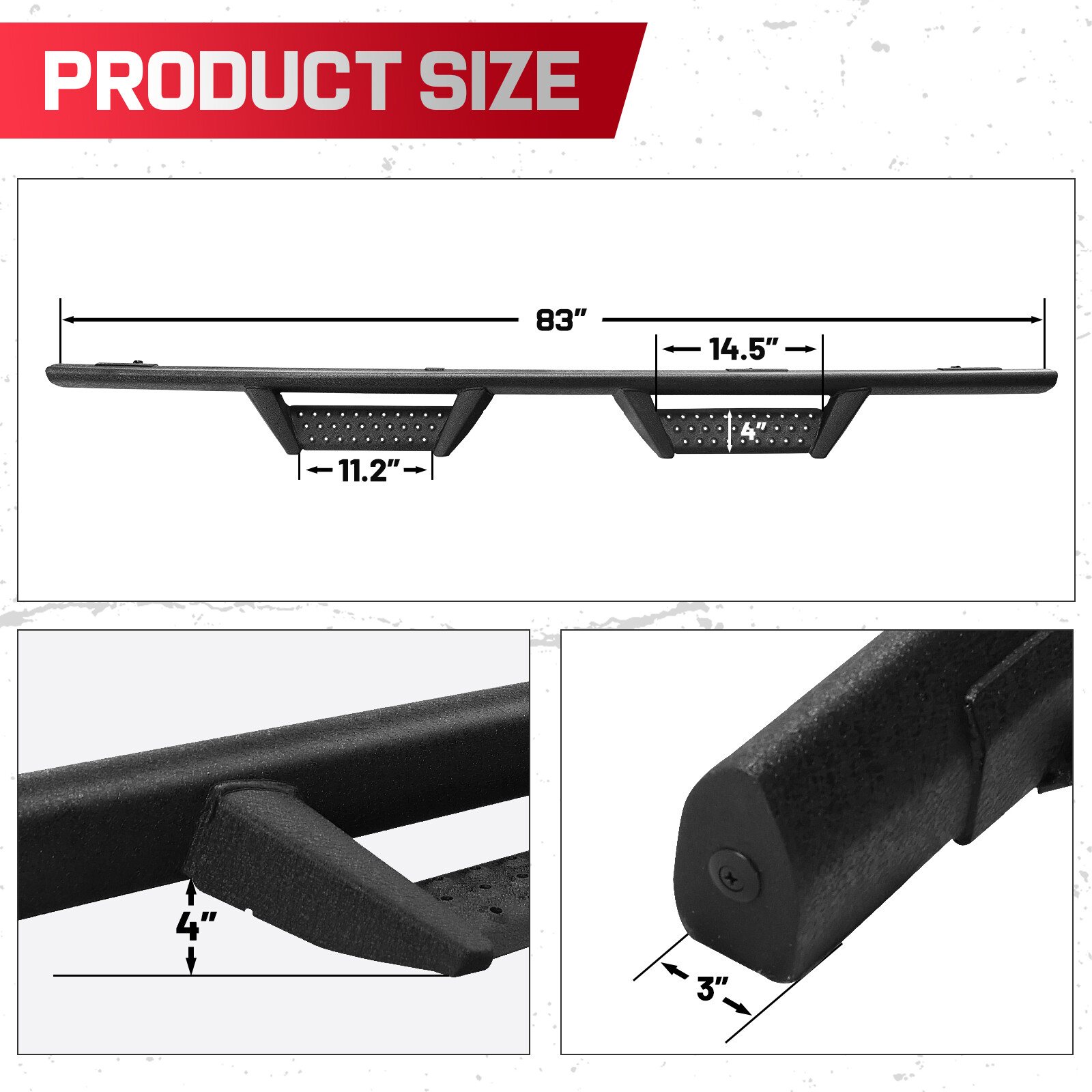 Drop Step For 20-24 Jeep Gladiator JT 4 DR Running Board Nerf Bar Side Proctive