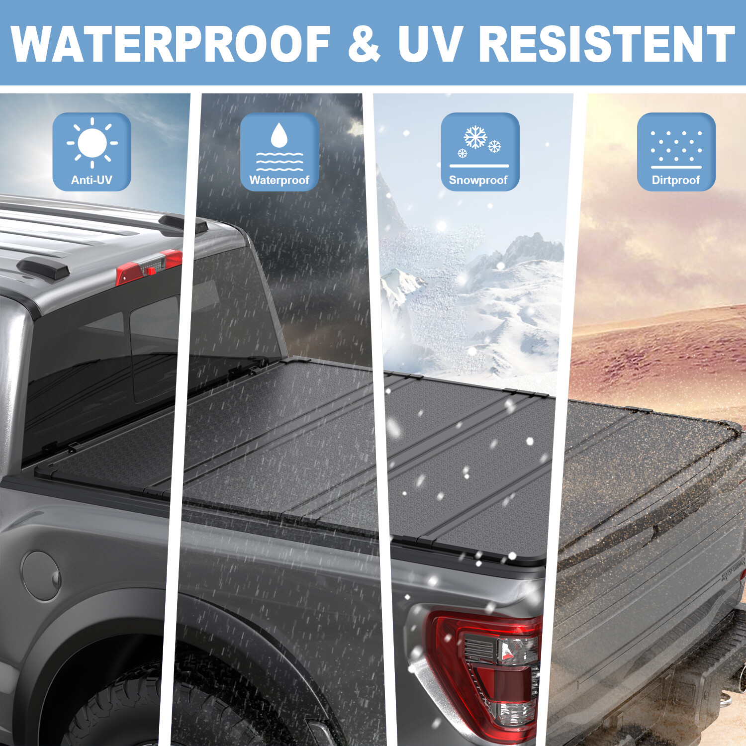 5.5FT Hard Tonneau Cover 4-Fold For 2015-2023 Ford F150 F-150 Truck Bed Cover