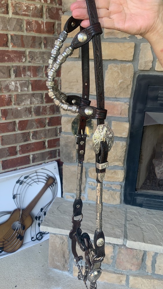 VINTAGE RUSTIC Sterling Silver Headstall - silver ferrules by Billy Royal