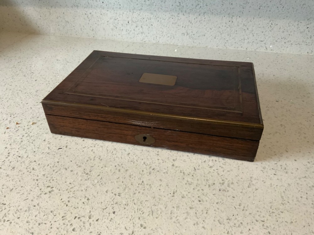 Antique Brass Geometry draftsmanship technical Drawing Instruments Set 1879 key