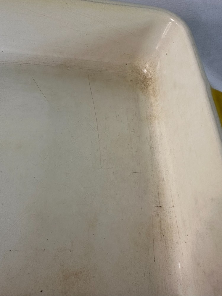 Yellow Enamel Cast Iron Rectangular Baking Dish - Scandinavian MCM Style