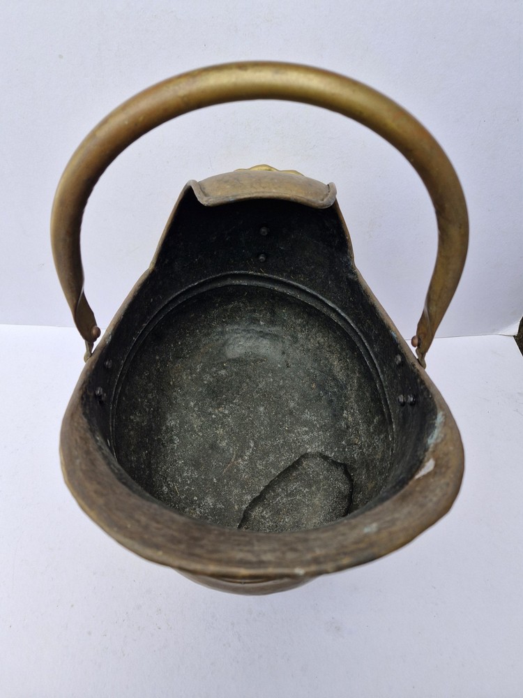 Vintage Large Helmet Brass Coal Scuttle