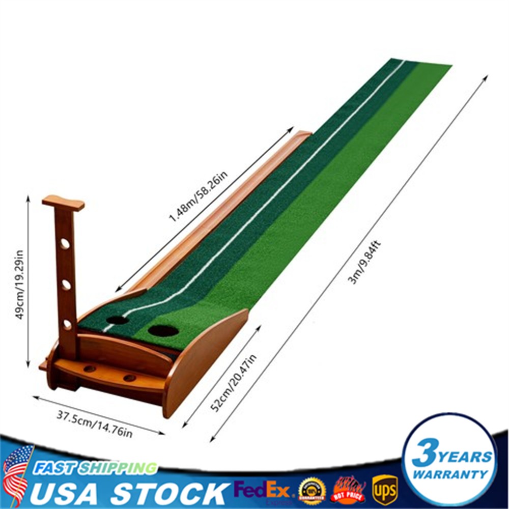 Indoor Golf Putting Green Practice Mat Exerciser W/Auto Ball Return Training Aid