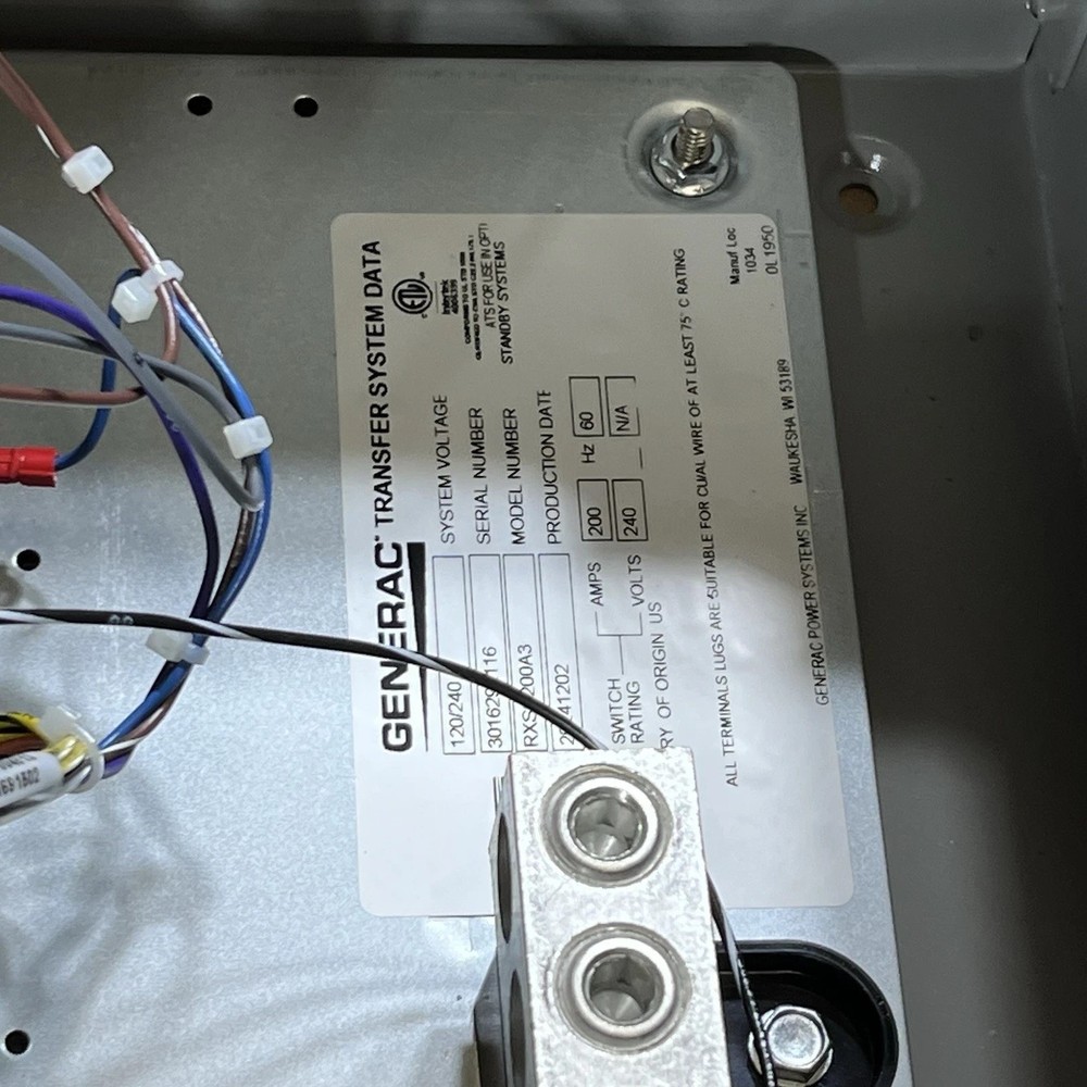 Generac RXSC200A3 Non-Service Rated 200 Amp Automatic Transfer Switch