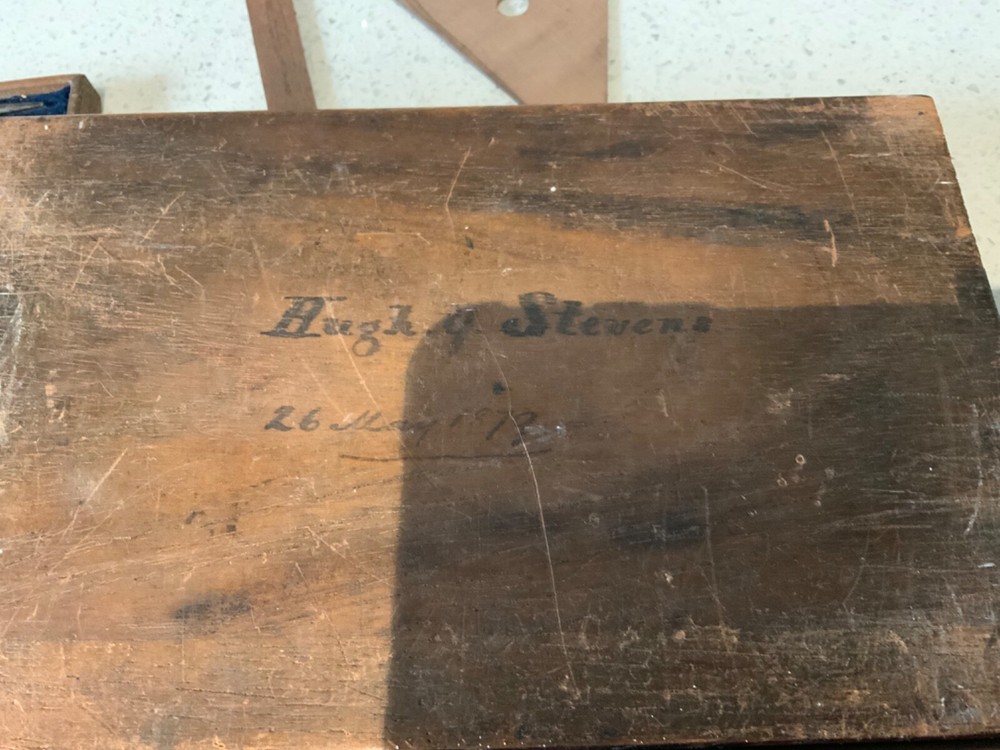 Antique Brass Geometry draftsmanship technical Drawing Instruments Set 1879 key