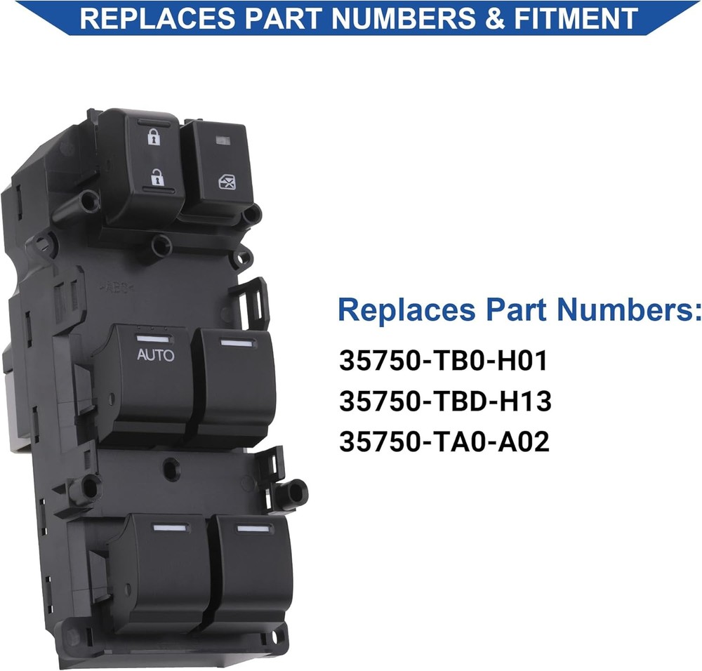 Power Window Switch Control Button, Compatible with Honda Accord 2008-2012, Repl