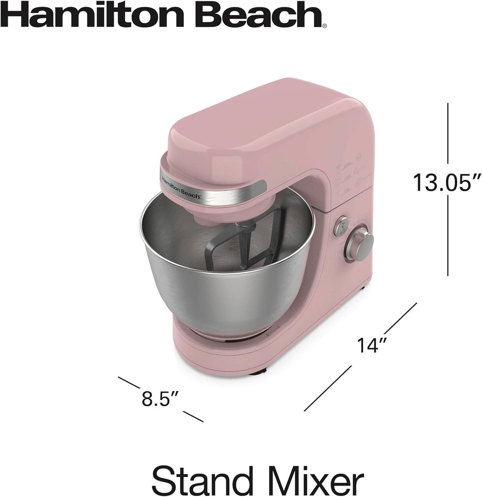 Hamilton Beach 4 Quart Stand Mixer for Kitchen, 7 Speeds