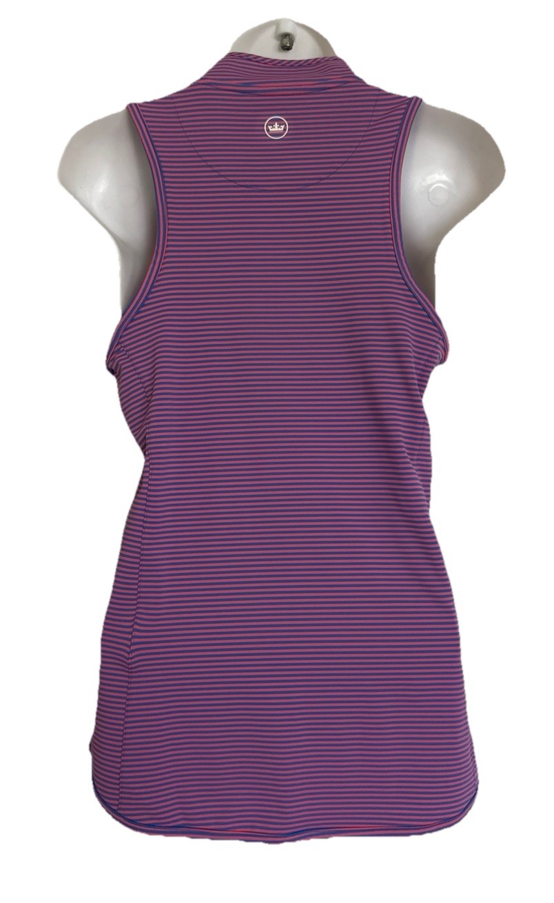 NEW Peter Millar Women's Vista Stripe Shirley Sleeveless Golf Polo Pink Blue XS