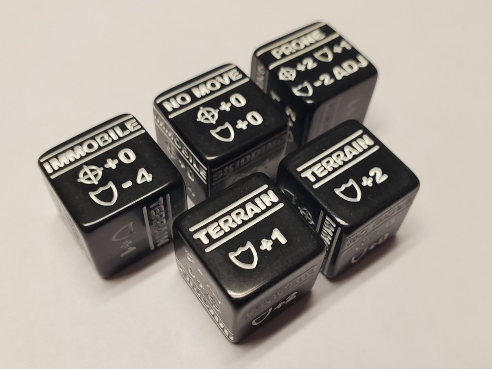 5x Battletech Special Stats Modifier Dice for Terrain, No Move, Prone & More