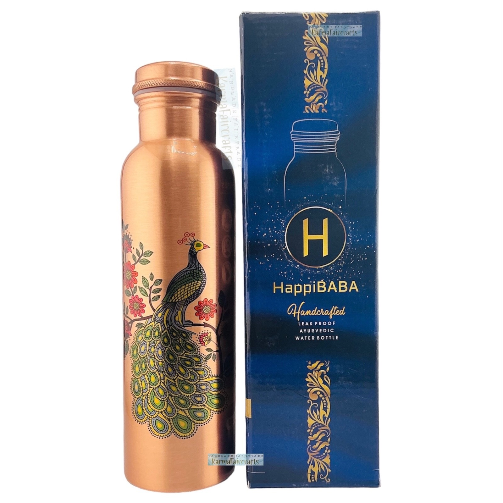Pure Copper Water Bottle. Hand Crafted Premium Quality- 32 FL Ounces. USA Ship.