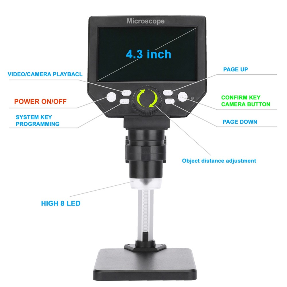 G1000 Digital Electron Microscope 4.3 Inch Large Base LCD Display 10MP ERQQ