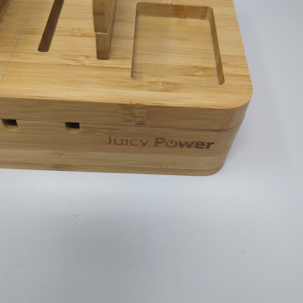 Juicy Power Universal Bamboo Charging Station Dock Organizer for Multiple Device