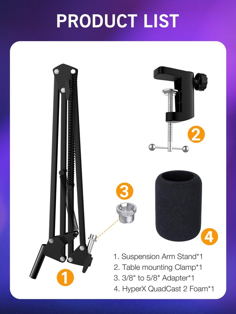QuadCast 2 Boom Arm, Mic Arm Microphone HyperX 2