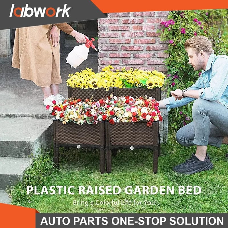 Labwork 1xElevated Rectangular Garden Bed Flower Vegetable Grow Planter Care Box