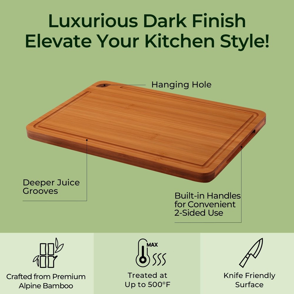 Wood Cutting Board, Carbonized Cutting Boards Set With Smooth Surface & Easy ...