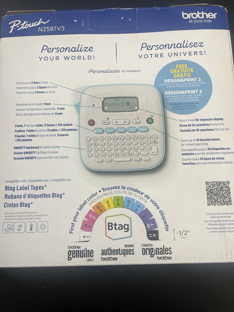 P-Touch PT-N25BTV3 Personal Connected Label Maker, Bluetooth