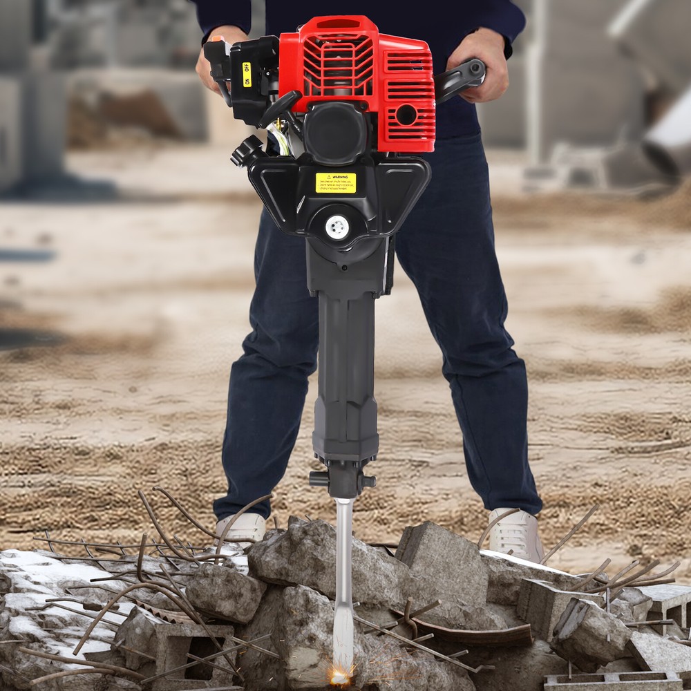55J Gasoline Powered Demolition Jack Hammer Concrete Breaker with 2 Chisel Bits
