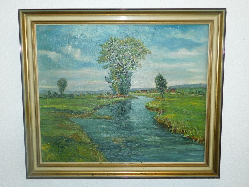 Impressionist Landscape with Creek Monogrammed!