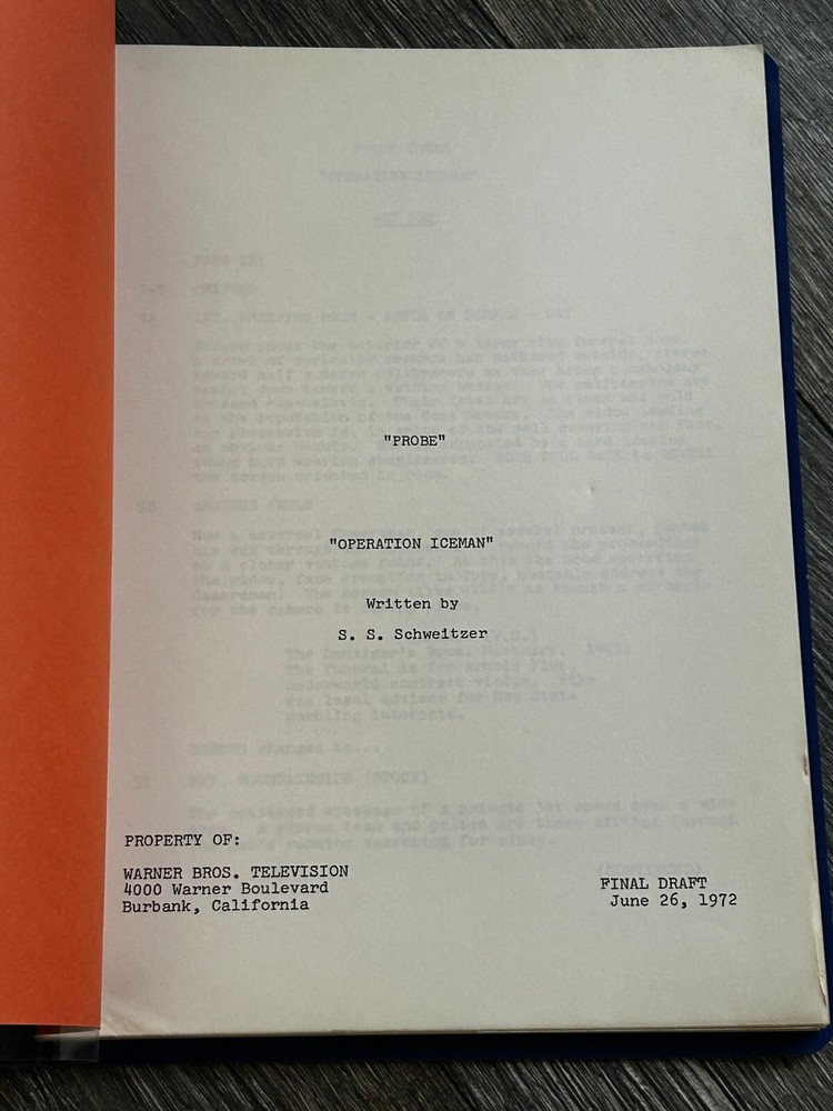 PROBE TV Show Script Operation Iceman Final Draft June 26 1972 S.S. Schweitzer