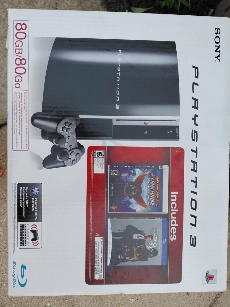 Sony PlayStation 3 CECHL01 80GB Black Console Bundle w/ Controller, Box, Cables