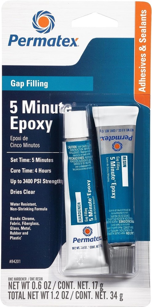 Permatex 84201 PermaPoxy 5 Minute General Purpose Epoxy, Two 0.6 oz. Tubes