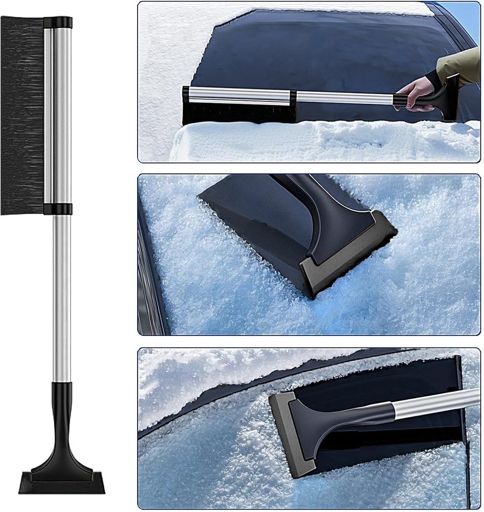 Extendable Car Ice Scraper & Snow Brush – Telescopic Handle – Heavy Duty Winter