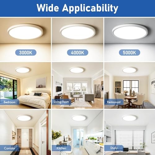 6 Pack 12 Inch Slim Dimmable LED Flush Mount Ceiling Light 12inch 6Pack White