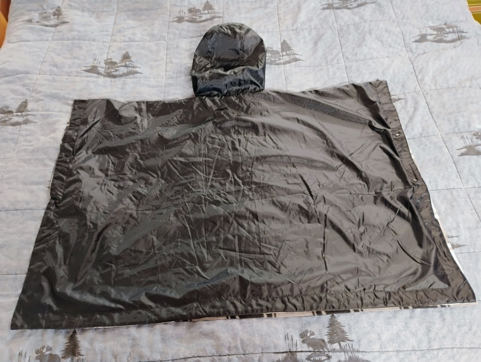 Rain Poncho Serra Hoodie Fleece Lined Black Poncho Unisex One Size Fits All