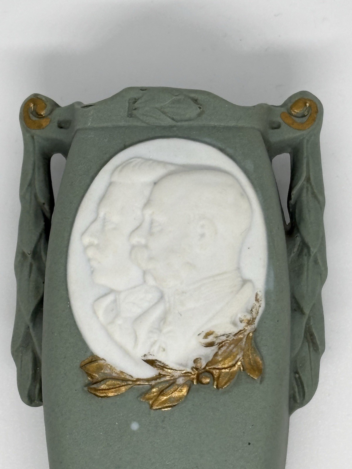 Antique German Commemorative Bisque Vase Kaiser Wilhelm Franz Joseph 1779 c.1914