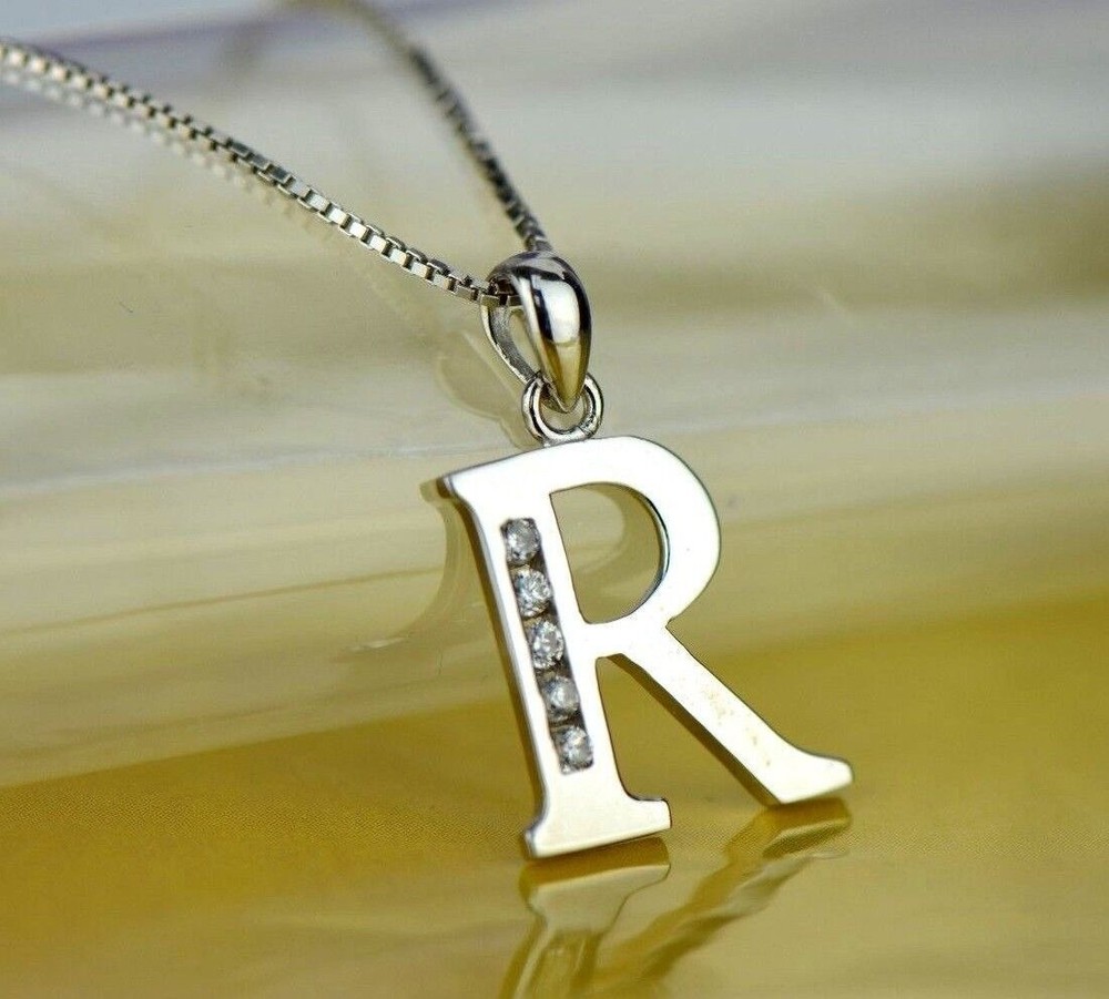 925 Sterling Silver Initial Letter CZ Pendant