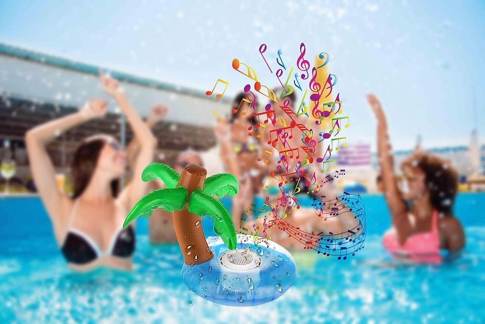 *1-Pack* Caleo Floating Bluetooth Speaker Palm Tree Inflatable Waterproof