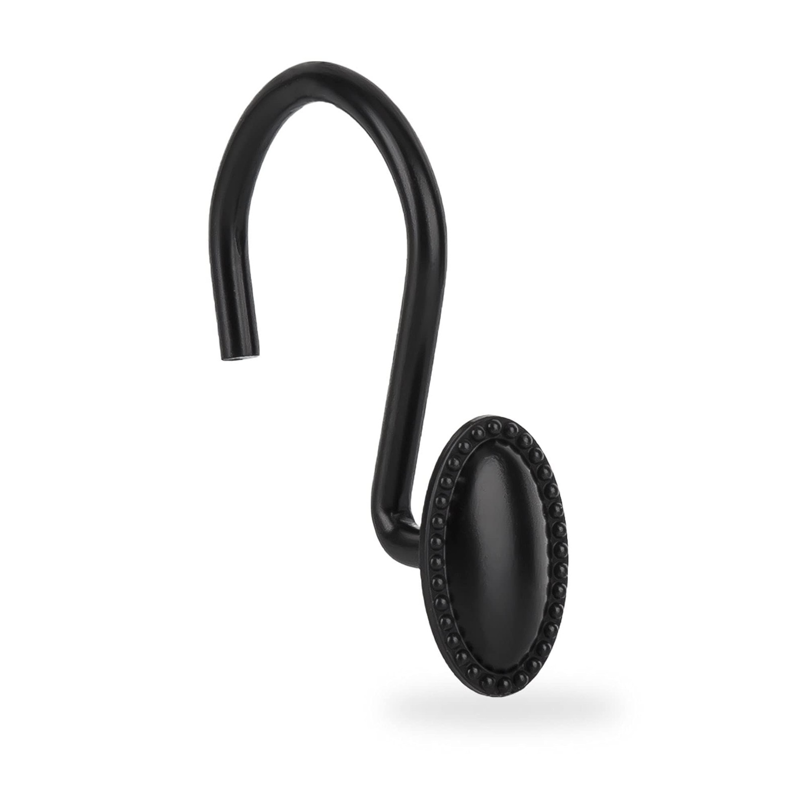 Shower Curtain Hooks Set Of 12 Black Zinc Rust Resistant Decorative Matte Black
