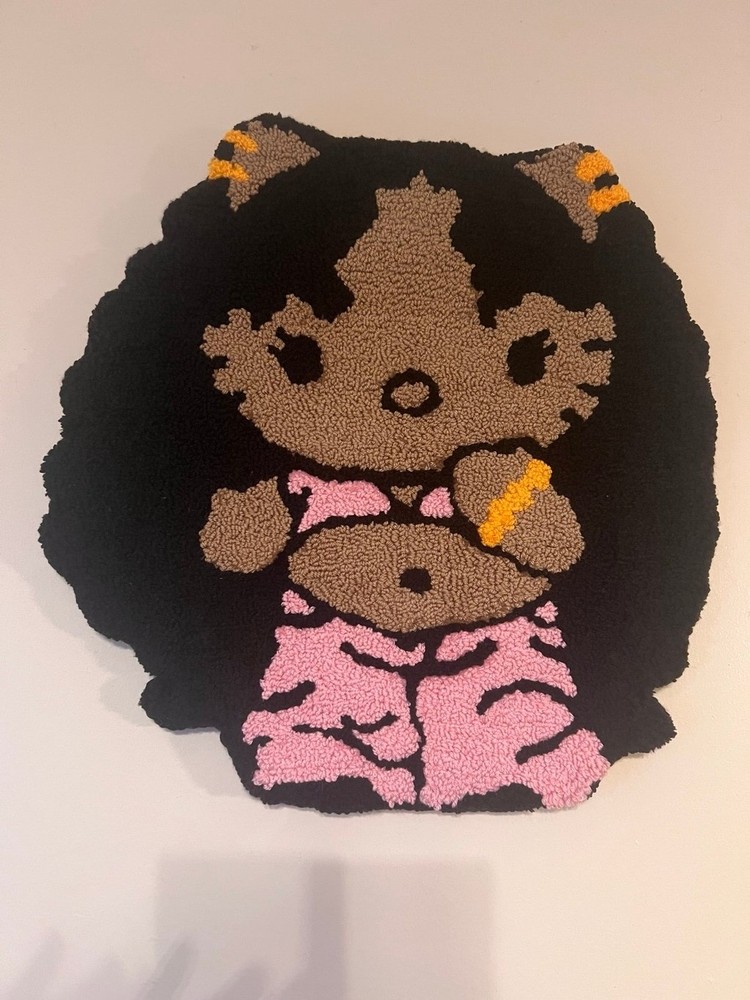Hello Kitty Insired punch Needle Rug/ wall hanging