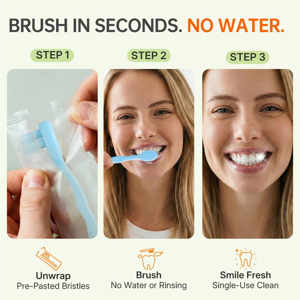 24-Pack Pre-Pasted Mini Travel Toothbrushes, Individually Wrapped Value Pack,...