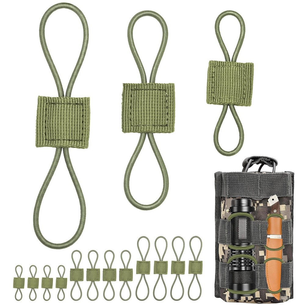 15PCS Tactical Bag Molle Attachment,3 Sizes Elastic Molle Webbing Binding Rib...