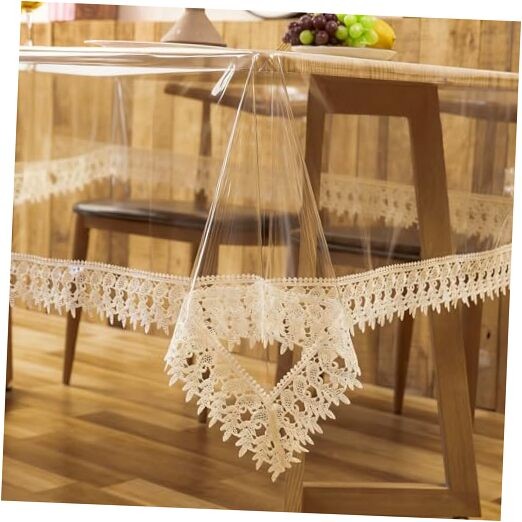 Clear Plastic Table Cover Protector 104" x 60" (Rectangular) Light Beige