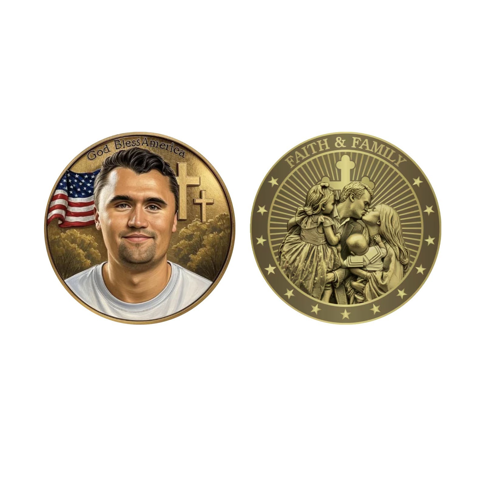 Charlie Kirk Commemorative Coin God Blessamerica Faith&Family