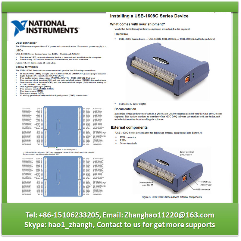 NI MCC1608G USB Multi-function data acquisition card DAQ 16-bit 250K8-way DIFF