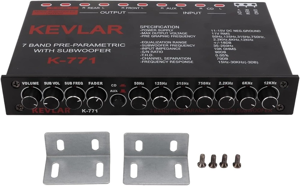 7 Band Car Audio Graphic Equalizer, Variable Gain Adjustment High Level Input...