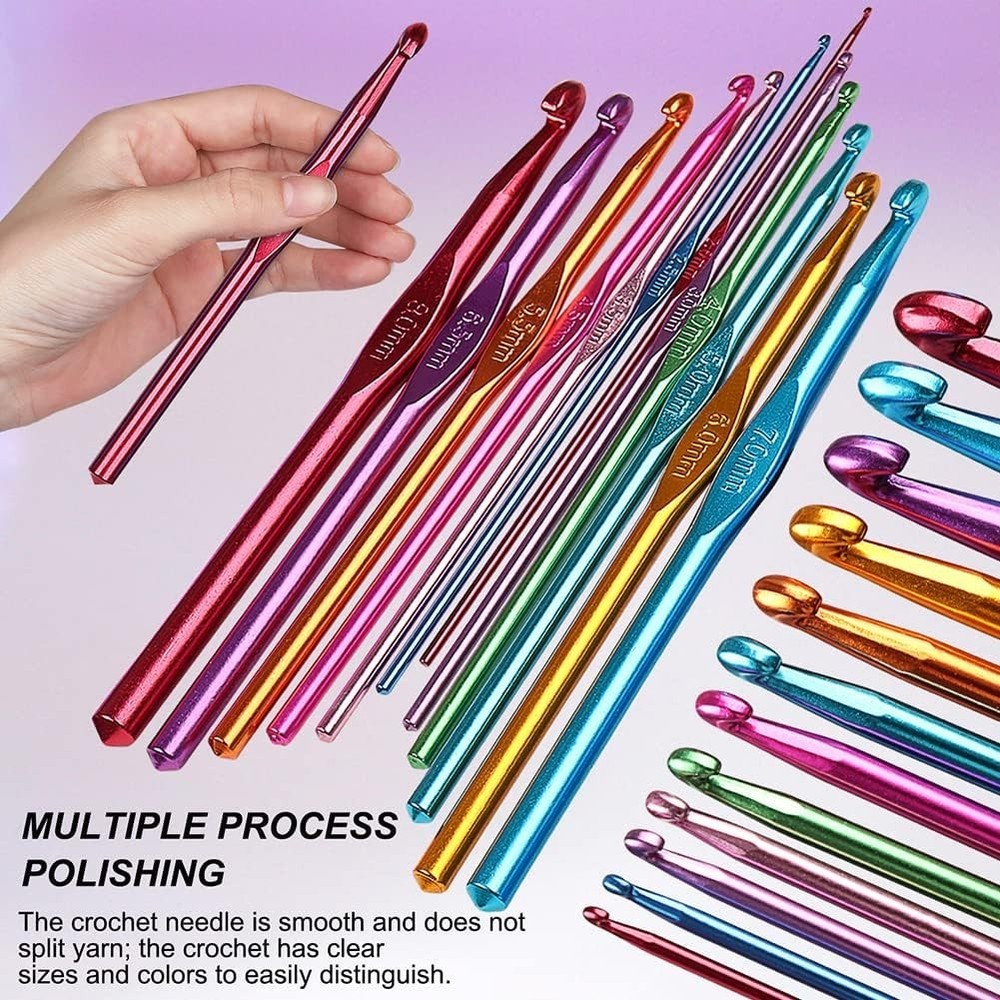 85-Piece Crochet Hooks Set with Case, Ergonomic Design