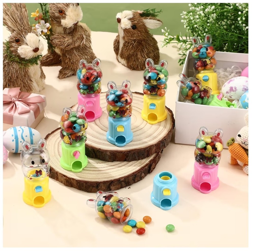 72 Pcs Mini Bunny Gumball Machine with Base for Kids