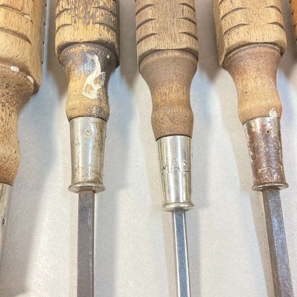 Mac Tools Screwdriver 7 Pc Flat Slotted Wood Handle USA