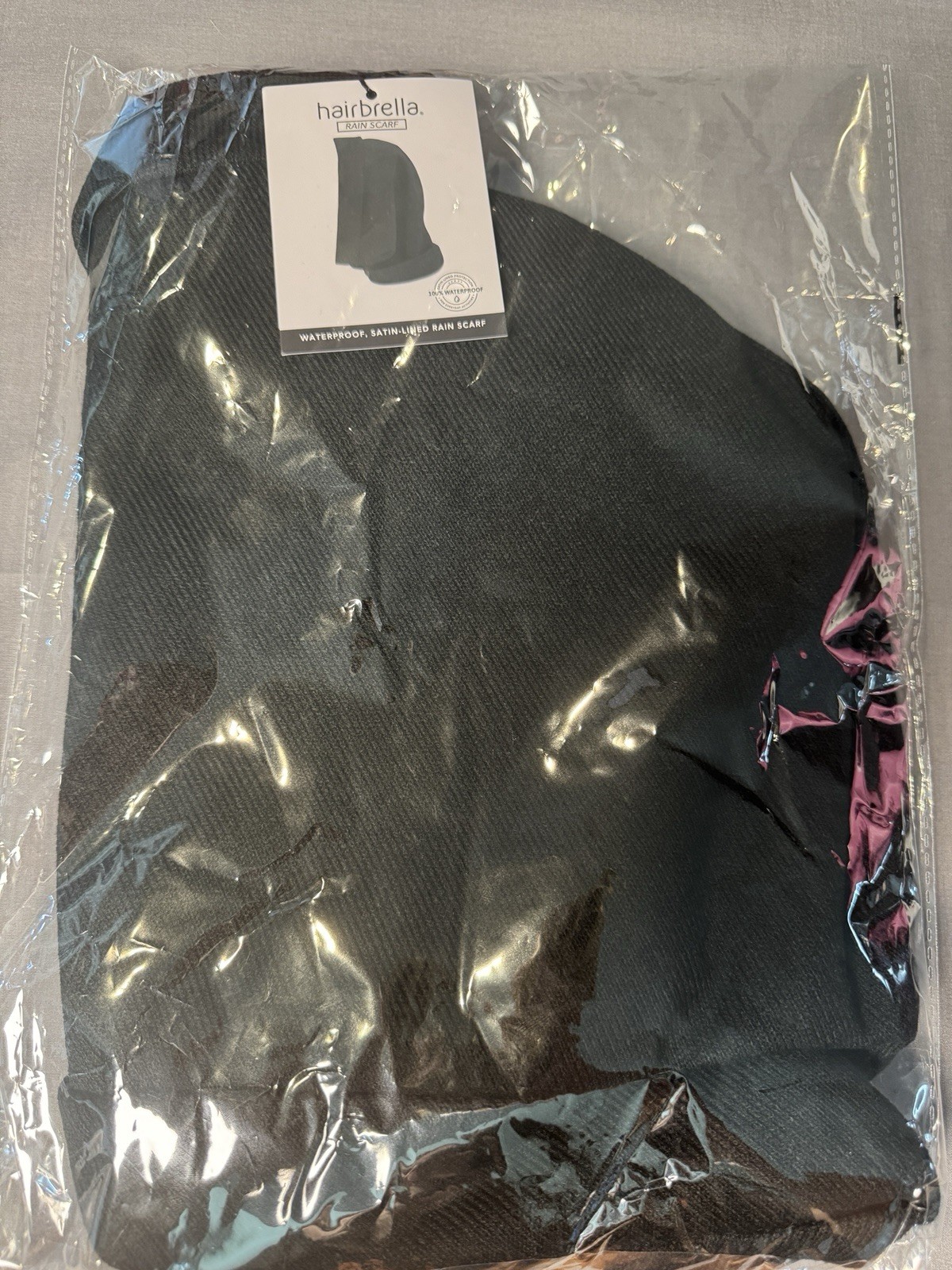 Hairbrella Satin Lined, Waterproof Infinity Rain Scarf - Black