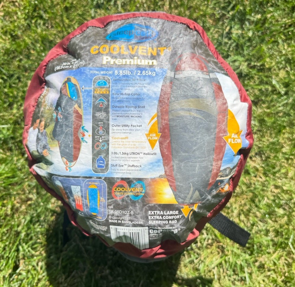 Sleepcell Coolvent Cool Vent Premium Sleeping Bag X-Large 38" x 85" Red/Rust