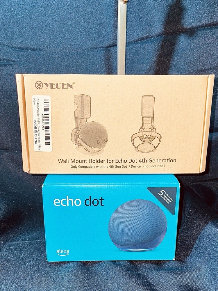 Amazon Echo Dot 5th Generation Smart Speaker with Power Adapter and Wall Mount