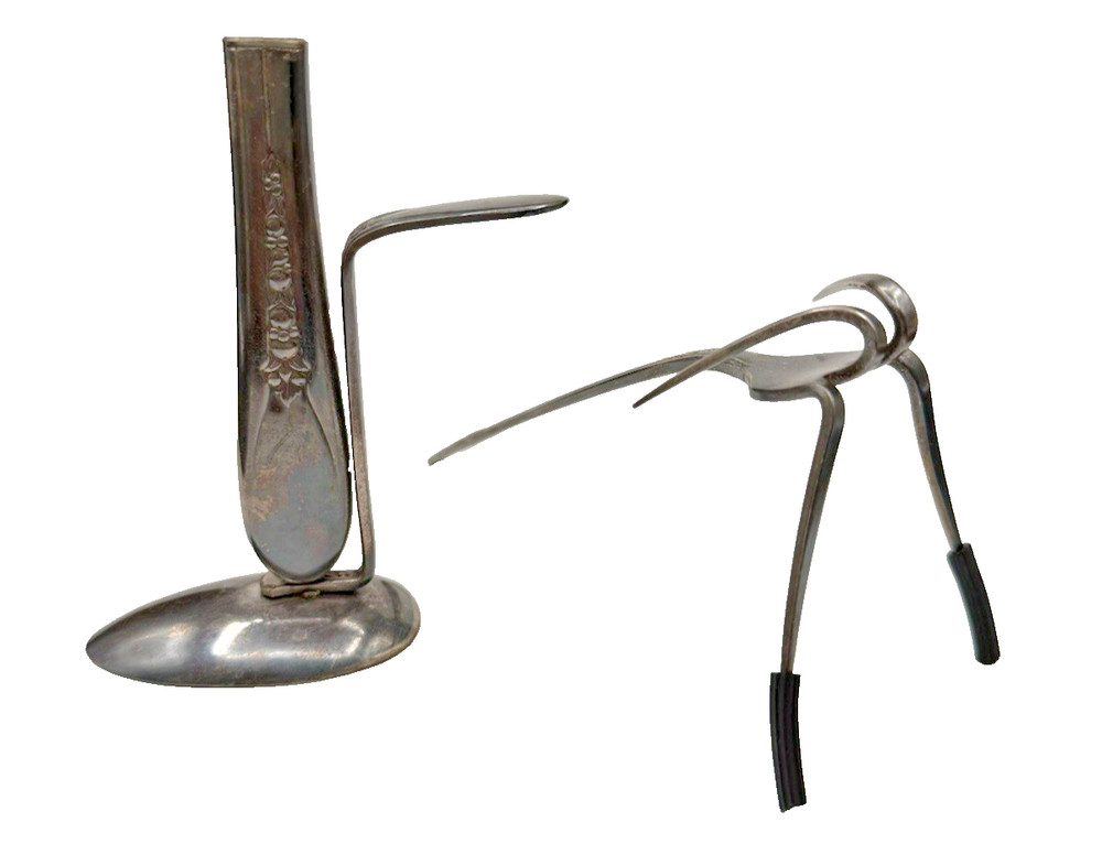 Silverplate Utensil Art Rogers Spoon Knife Candle Holder & Oneida Fork Bug